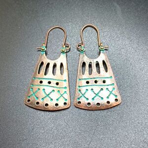 BRONZE earrings Bohemian copper turquoise tribal earrings